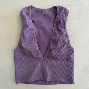 Urban Outfitters 'Out From Under' Purple Ribbed V-Neck Sports Bra Workout Top